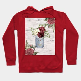 Milk Can with Burgundy flowers Hoodie